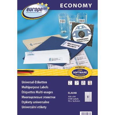 Etykiety uniwersalne AVERY ZWECKFORM Economy Europe100 A4, 100 ark./op., 70x16,9mm, białe