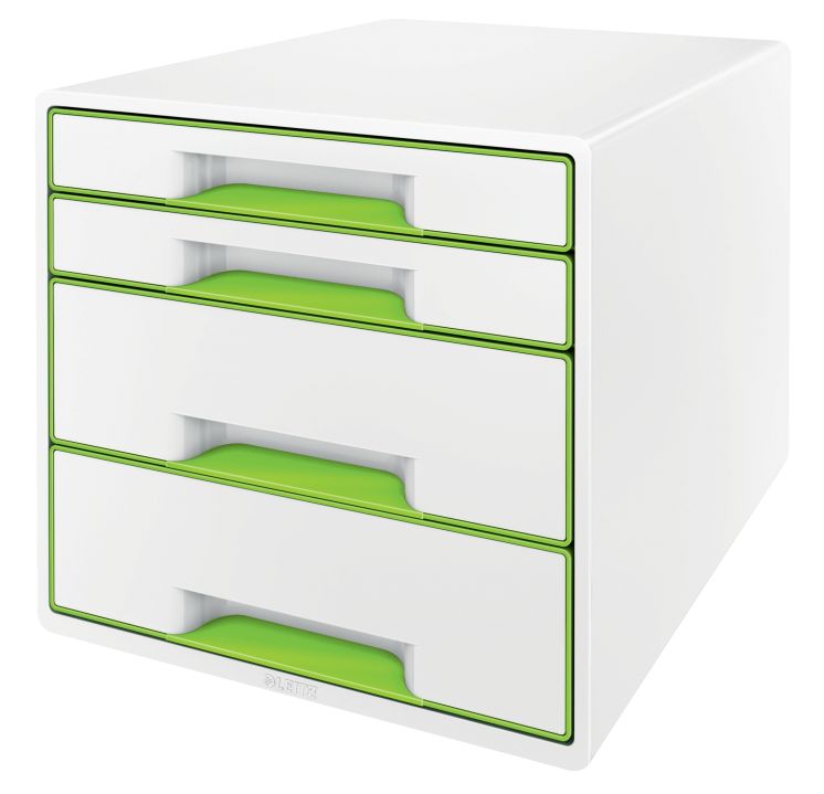 Pojemnik z 4 szufladami Leitz WOW, biały/zielony 52132054