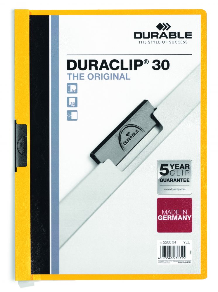 Skoroszyt DURABLE DURACLIP® Original 30 żółty