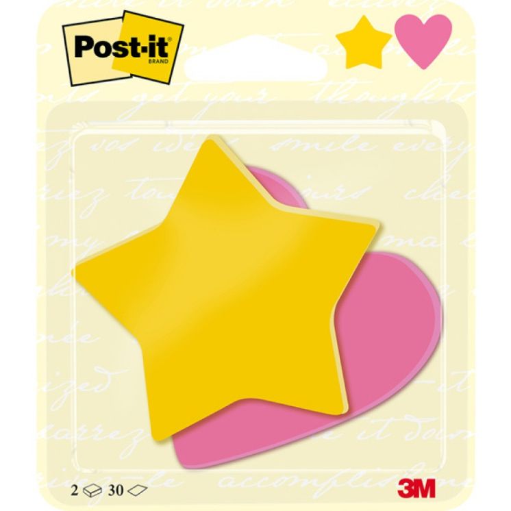 kostka samoprzylepna 3M POST-IT&reg; Gwiazdka i Serduszko, 70x72mm, 2x30