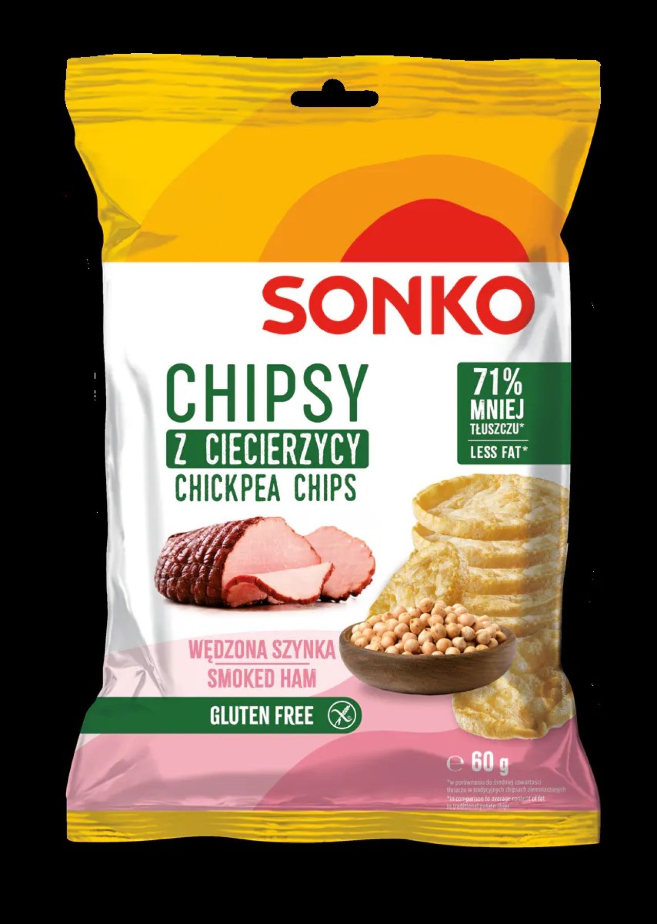 Chipsy z ciecierzycy o smaku szynki wędzonej sonko 60g