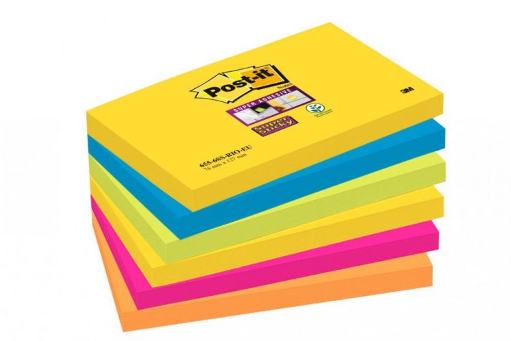 Bloczek samoprzylepny Post-it® Super Sticky 76x127 paleta Rio de Janeiro 6x90 karteczek