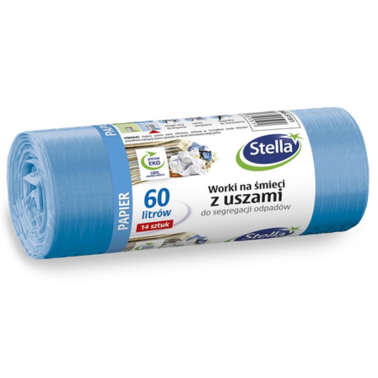 WORKI DO SEGREGACJI ODPAD&Oacute;W STELLA NIEBIESKIE PAPIER 60L A'14