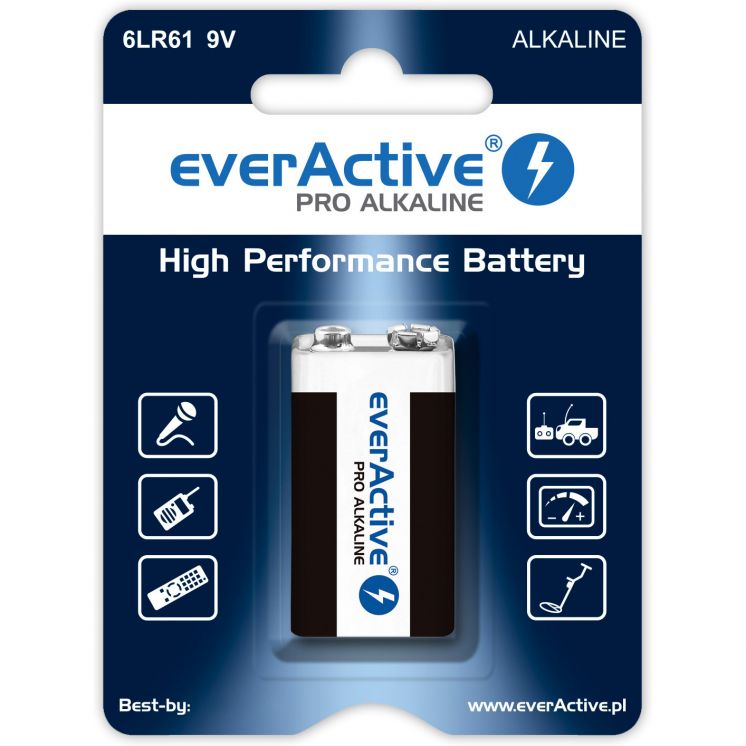 Bateria EVERACTIVE Pro Alkaline 6LR61 9V
