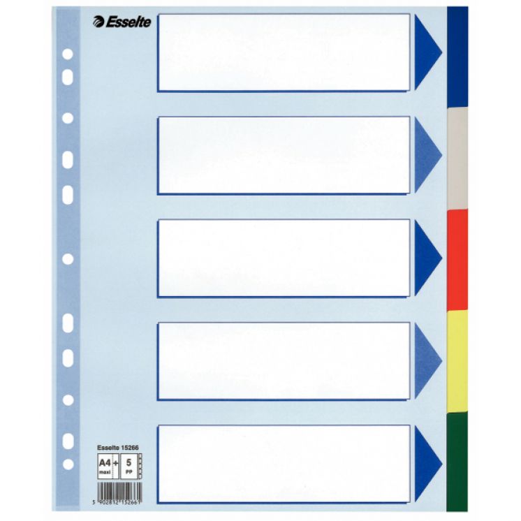 Przekładki plastikowe ESSELTE a4 maxi 5 kart