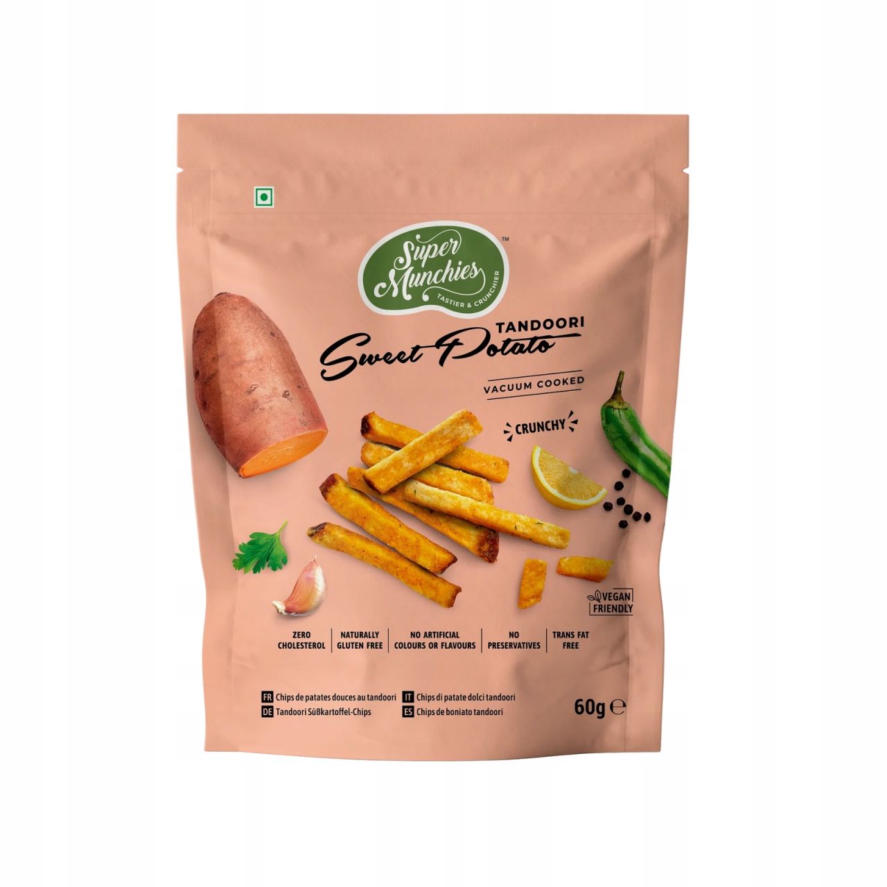 SUPER MUNCHIES CHIPSY Z BATATÓW TANDOORI 60G