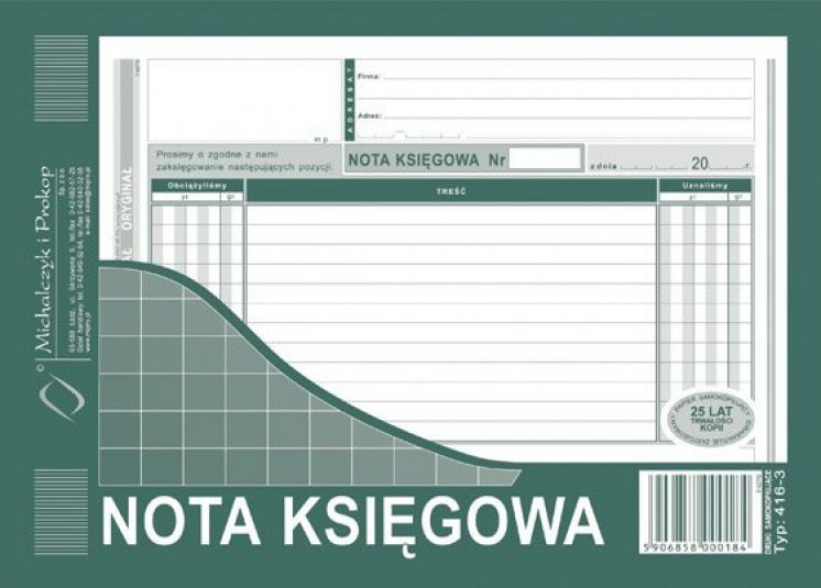 Nota Księgowa MICHALCZYK I PROKOP A5 (o+1k)