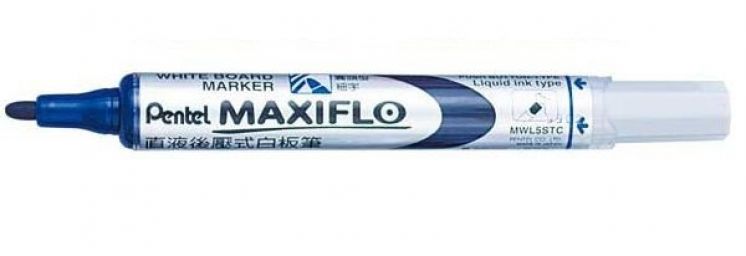 Marker suchościeralny PENTEL MAXIFLO(z tłoczkiem), średnia okrągła końc.4mm, dł. linii 1200m Niebieski