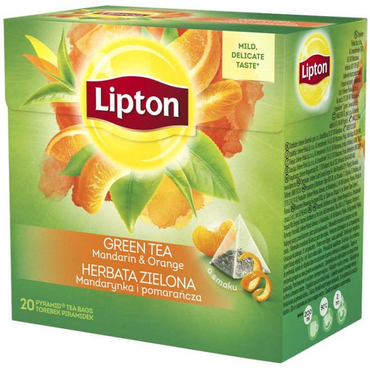 Herbata Lipton PIRAMIDKI GREEN TEA MANDARIN&amp;ORANGE 20TB