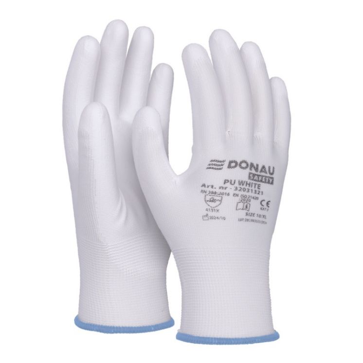 Rękawice DONAU SAFETY PU White, kat. II, rozm. 9, białe
