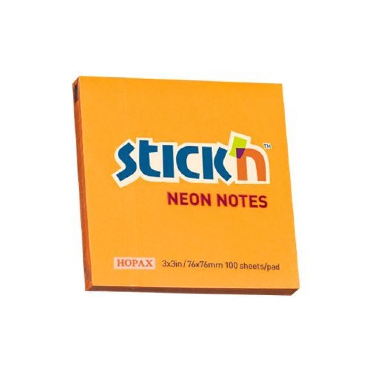 Notes Samoprzylepny 76mm x76mm  Pomarańczowy Neonowy  21164 Stick&#039;n