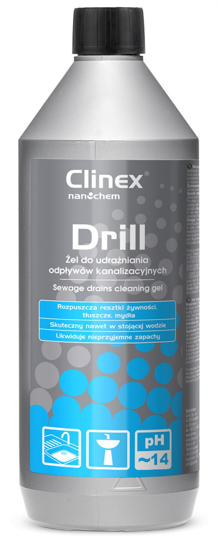 Żel do udrażniania odpływów kanalizacyjnych CLINEX Drill 1L