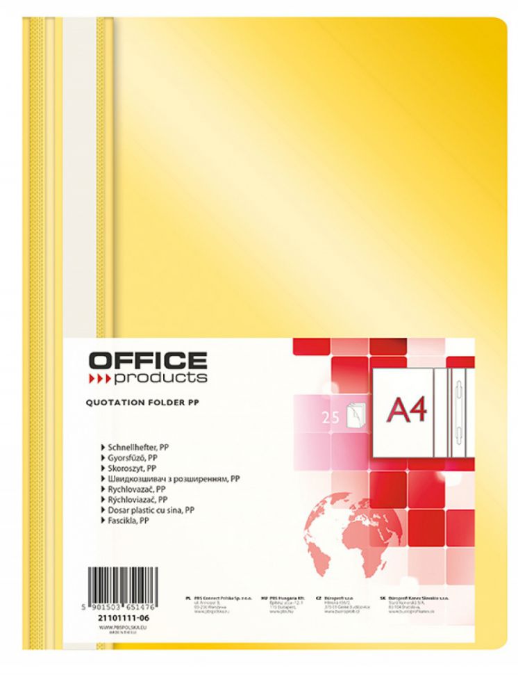 SKOROSZYT MIĘKKI OFFICE PRODUCTS A4 żółty
