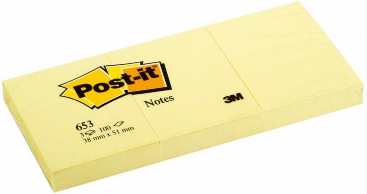 Bloczek samoprzylepny POST-IT® 38x51 (3) Żółty 100k