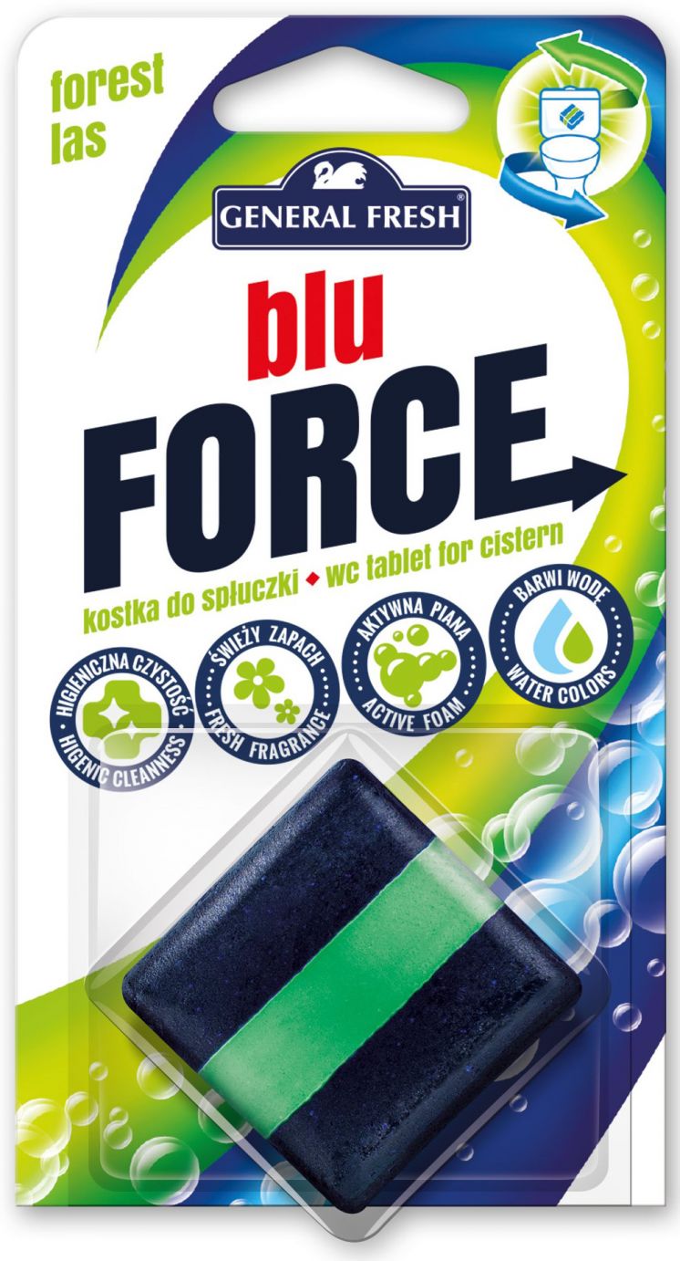 Kostka do WC GENERAL FRESH BLU FORCE do spłuczki kwadrat 50g LAS