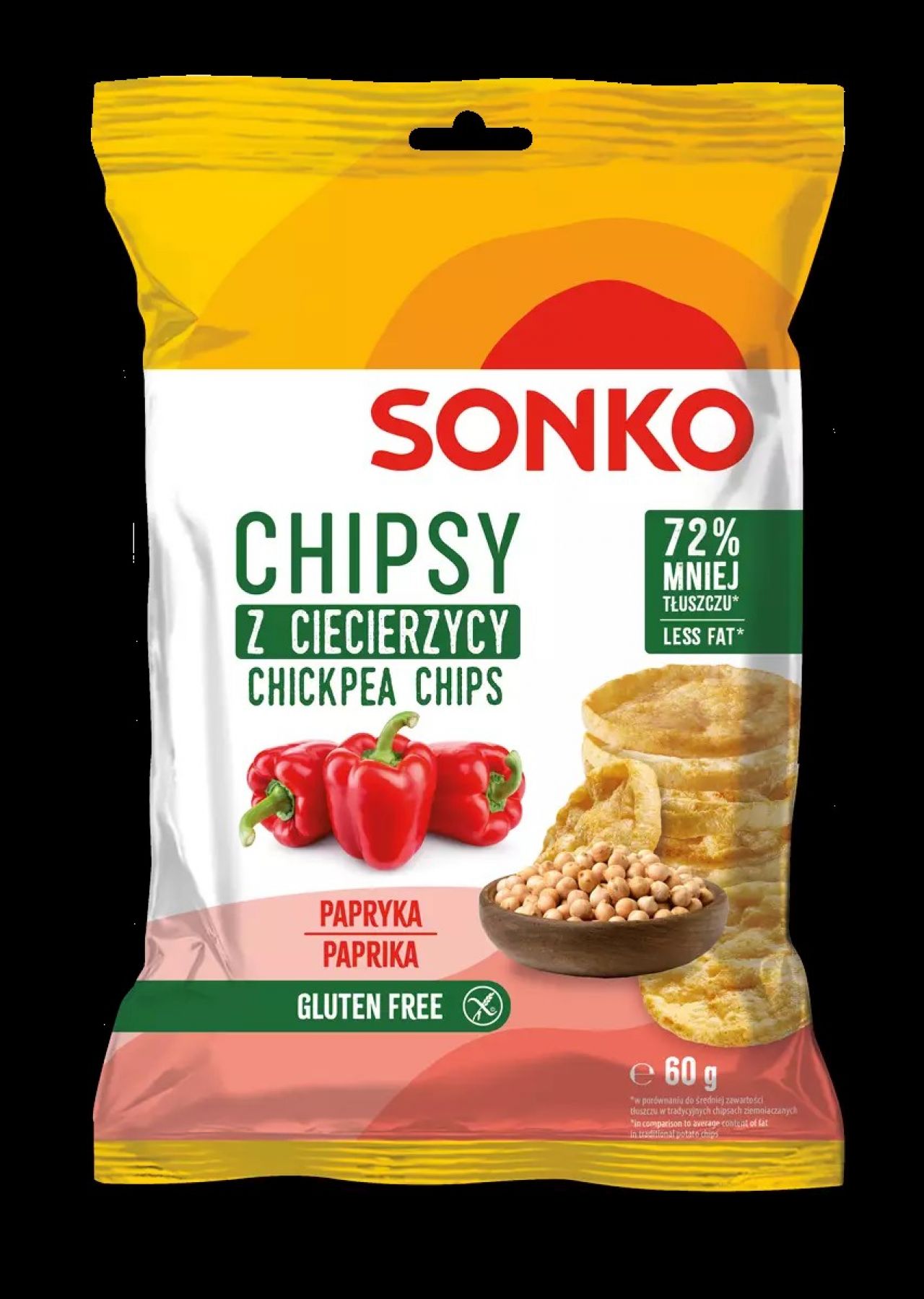 Chipsy z ciecierzycy o smaku papryki sonko 60g