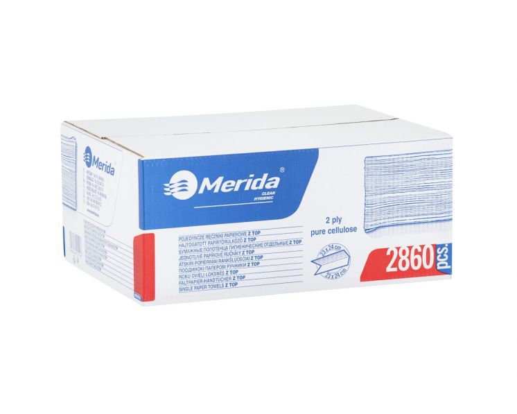 ręczniki papierowe zz MERIDA TOP białe dwuwarstwowe 2860 szt. VTB193