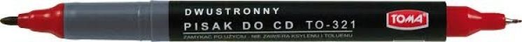Marker do CD TOMA 2-stronny, końcówki cienkie 0,5 i 0,8mm - CZERWONY