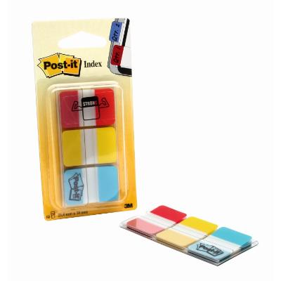 Zakładki indeksujące POST-IT® PP, silne, 38x25mm, 3x22 kart., mix kolorów neonowy