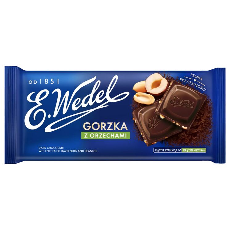 CZEKOLADA GORZKA Z ORZECHAMI 90G WEDEL