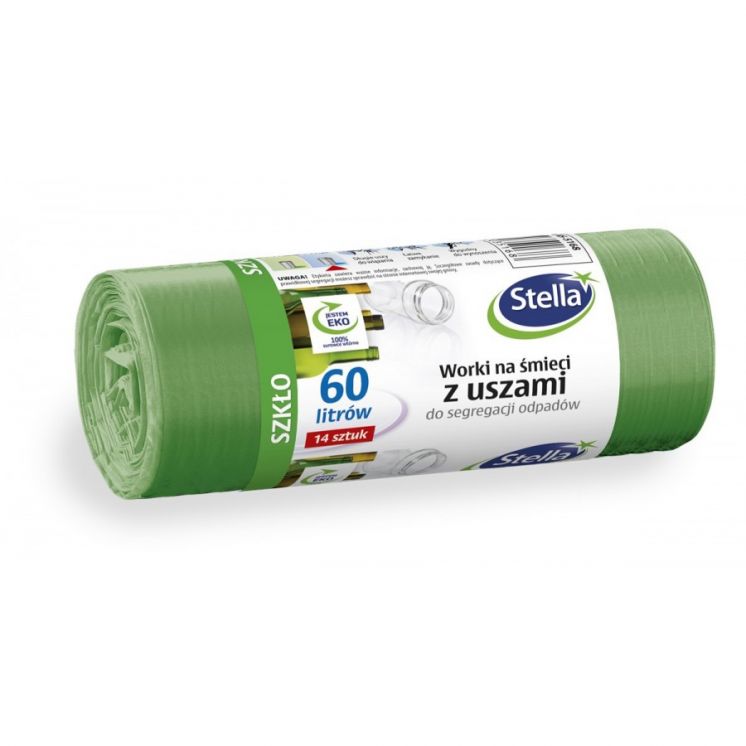 WORKI DO SEGREGACJI ODPAD&Oacute;W STELLA ZIELONE SZKŁO 60L A'14