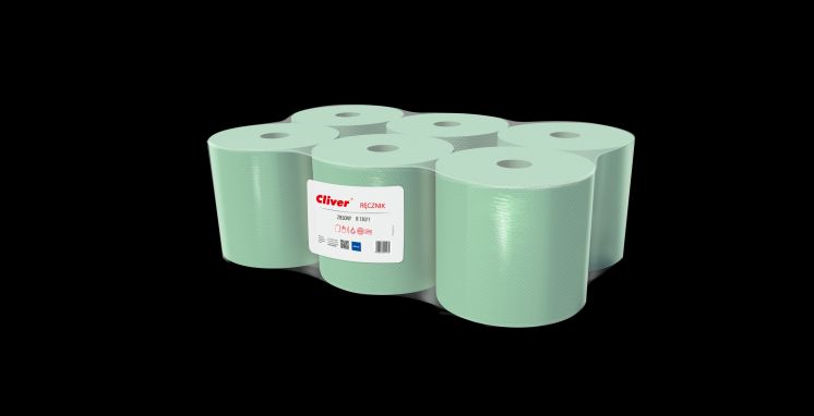 Ręcznik papierowy w roli Cliver zielony 1 warstwa makulatura 130m /op.6 szt./