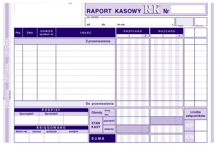 Raport Kasowy MICHALCZYK I PROKOP A5 (o+1k)
