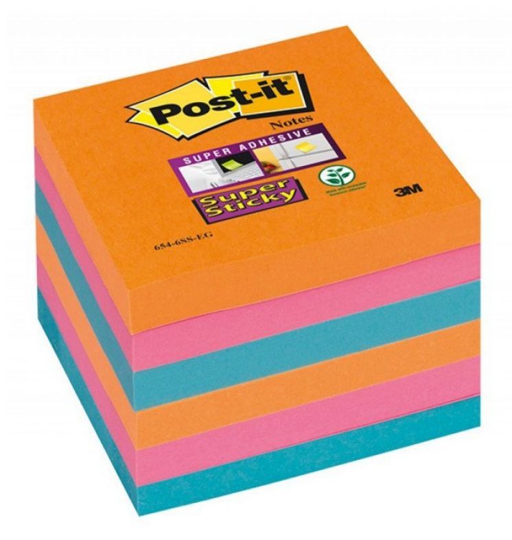 Bloczek samoprzylepny Post-it® Super Sticky 76x76 paleta bangkok 6x90 karteczek