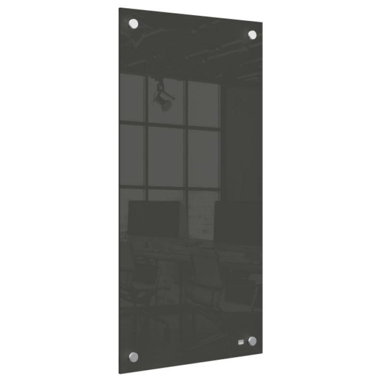 Mała podłużna szklana tablica suchościeralna Nobo Home 300x600mm, czarna