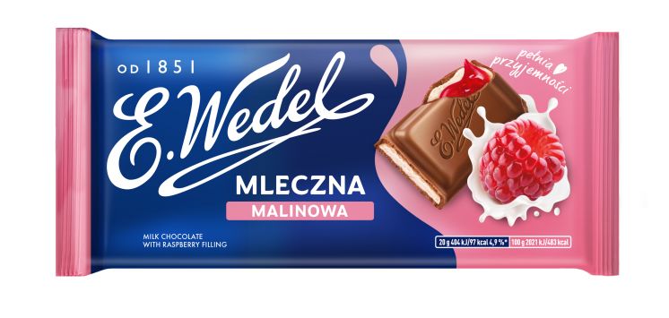 CZEKOLADA MLECZNA MALINOWA 100G WEDEL