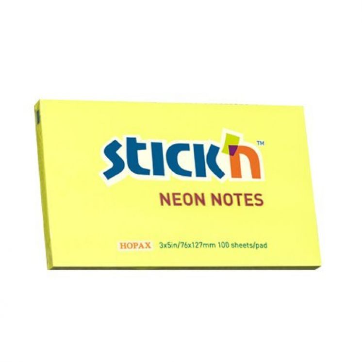 Notes Samoprzylepny 127X76mm  Żółty Neonowy  21135 Stick&#039;n
