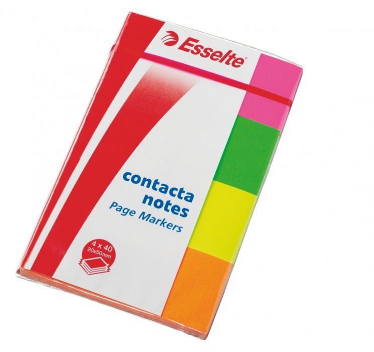 Zakładki indeksujące Esselte contacta neon 20x50mm 4x50 kartek