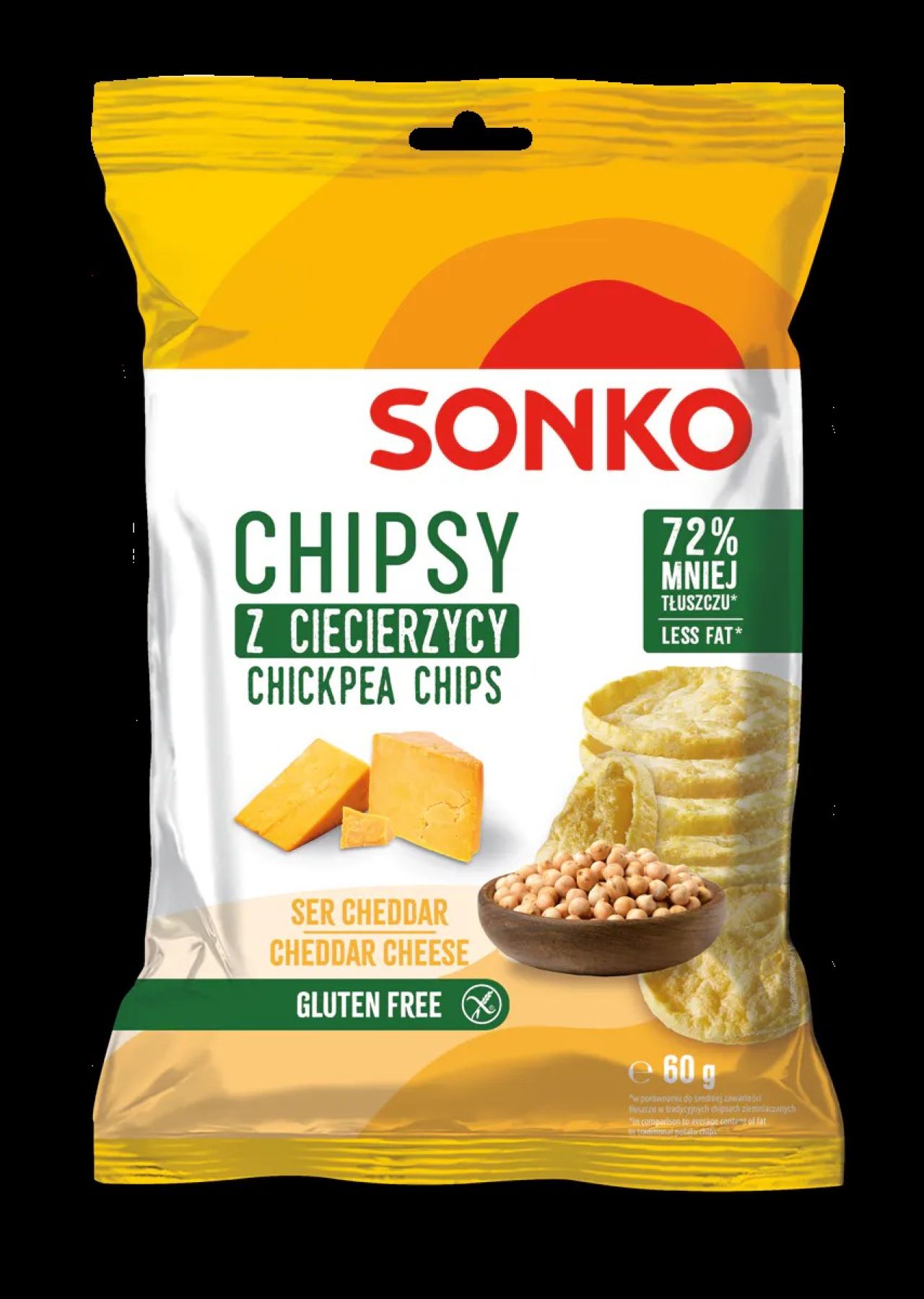 Chipsy z ciecierzycy o smaku sera cheddar sonko 60g