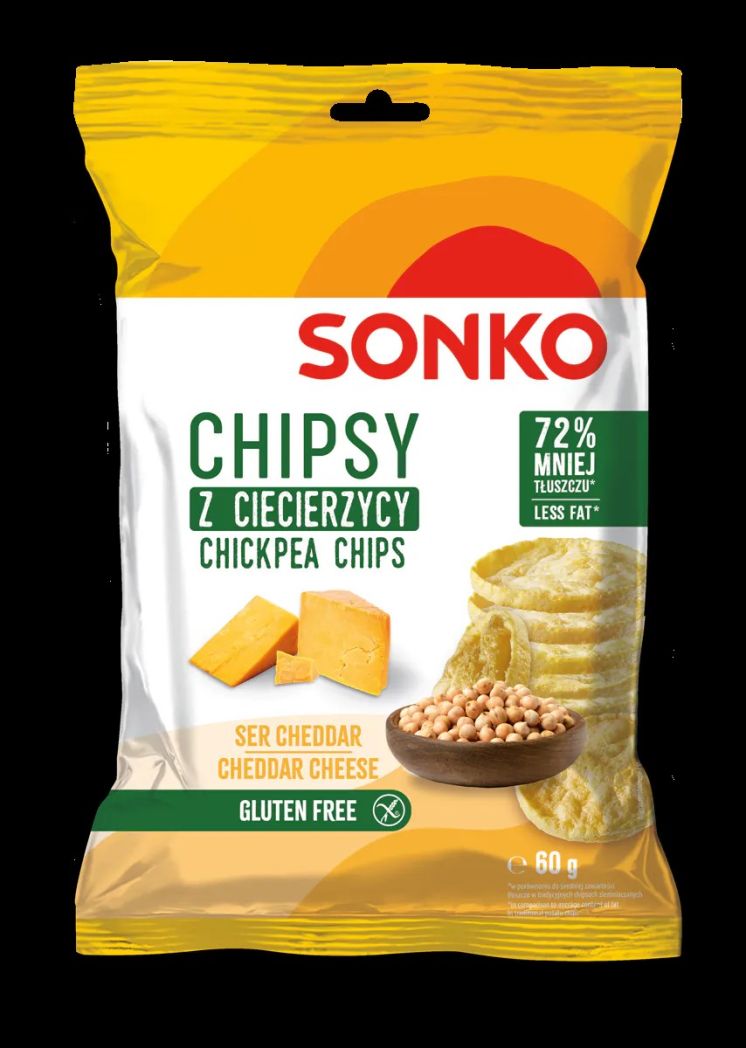 Chipsy z ciecierzycy o smaku sera cheddar sonko 60g