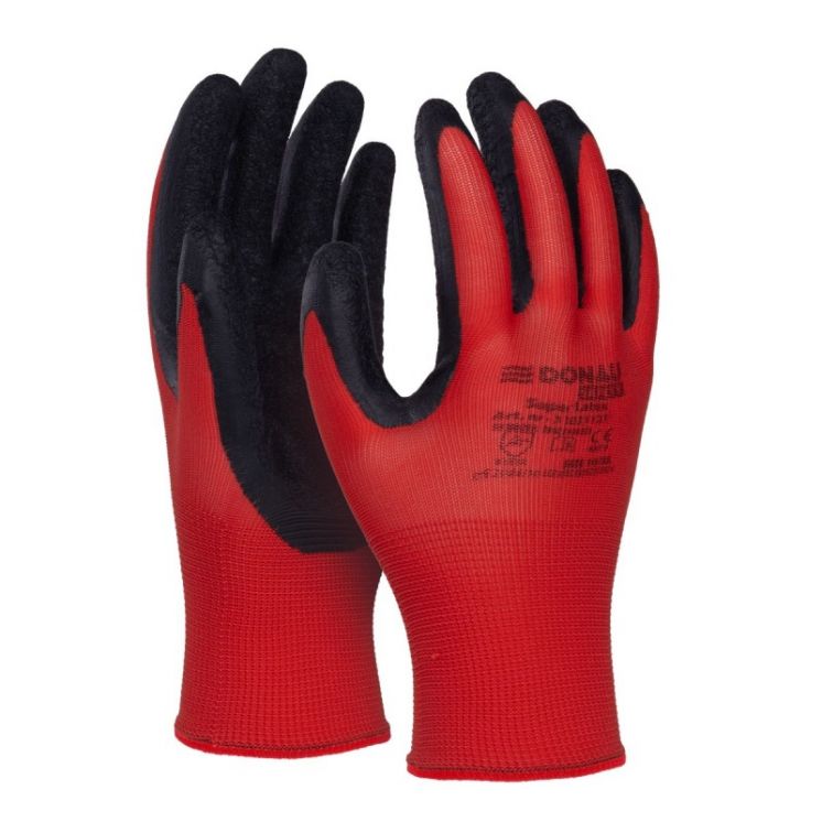 Rękawice DONAU SAFETY Super Latex, kat. II, rozm. 7, czerwone
