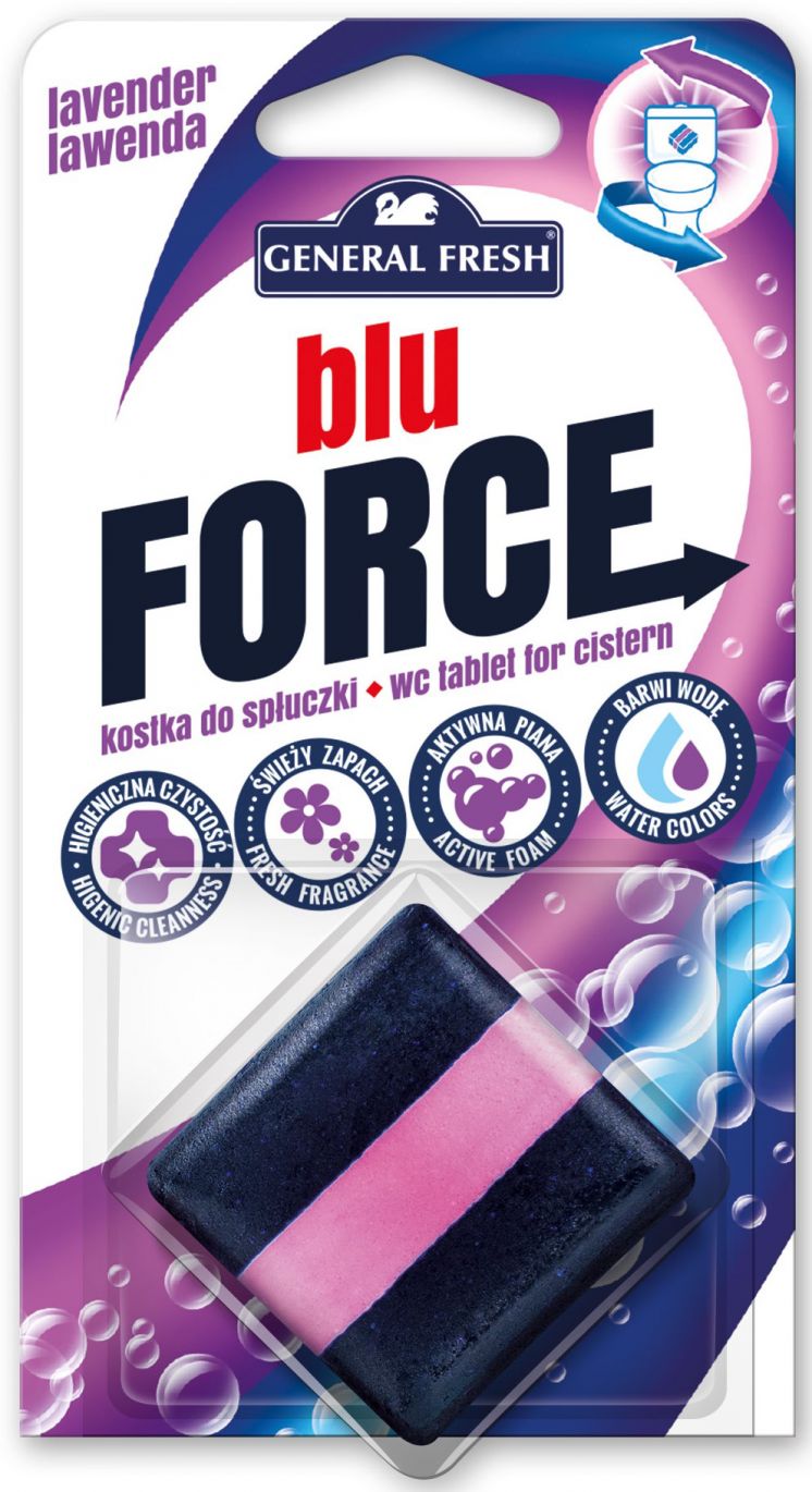 Kostka do WC GENERAL FRESH BLU FORCE do spłuczki kwadrat 50g LAWENDA