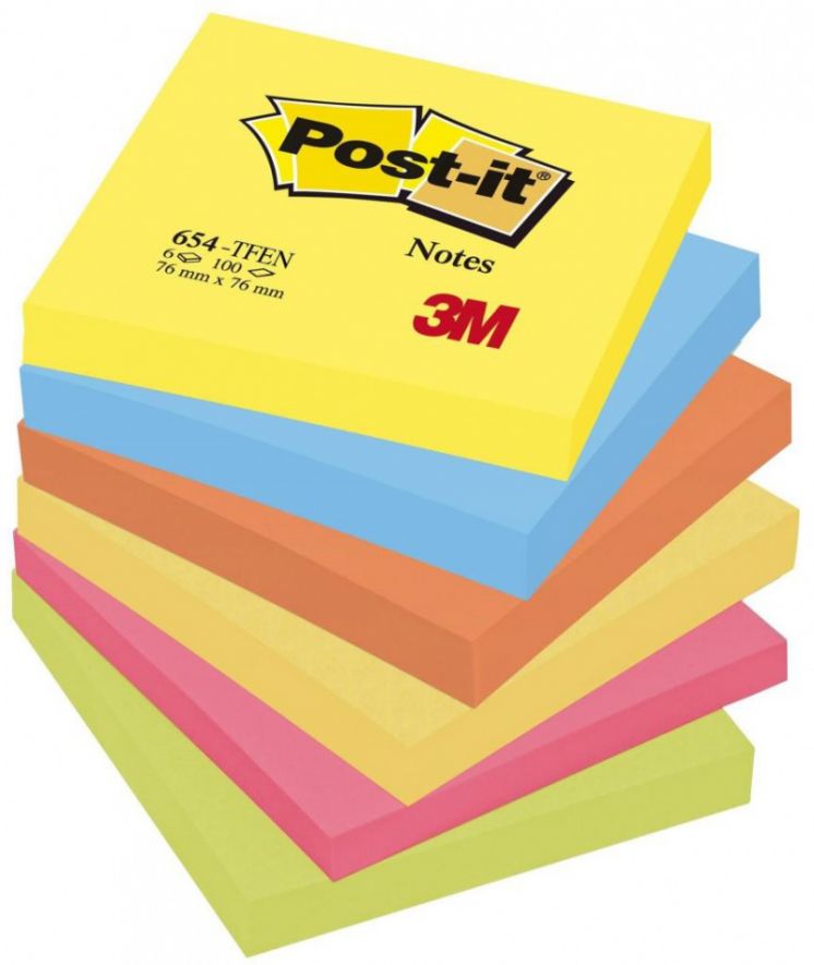 Bloczek samoprzylepny POST-IT® 76x76 paleta energetyczna 6x100 karteczek