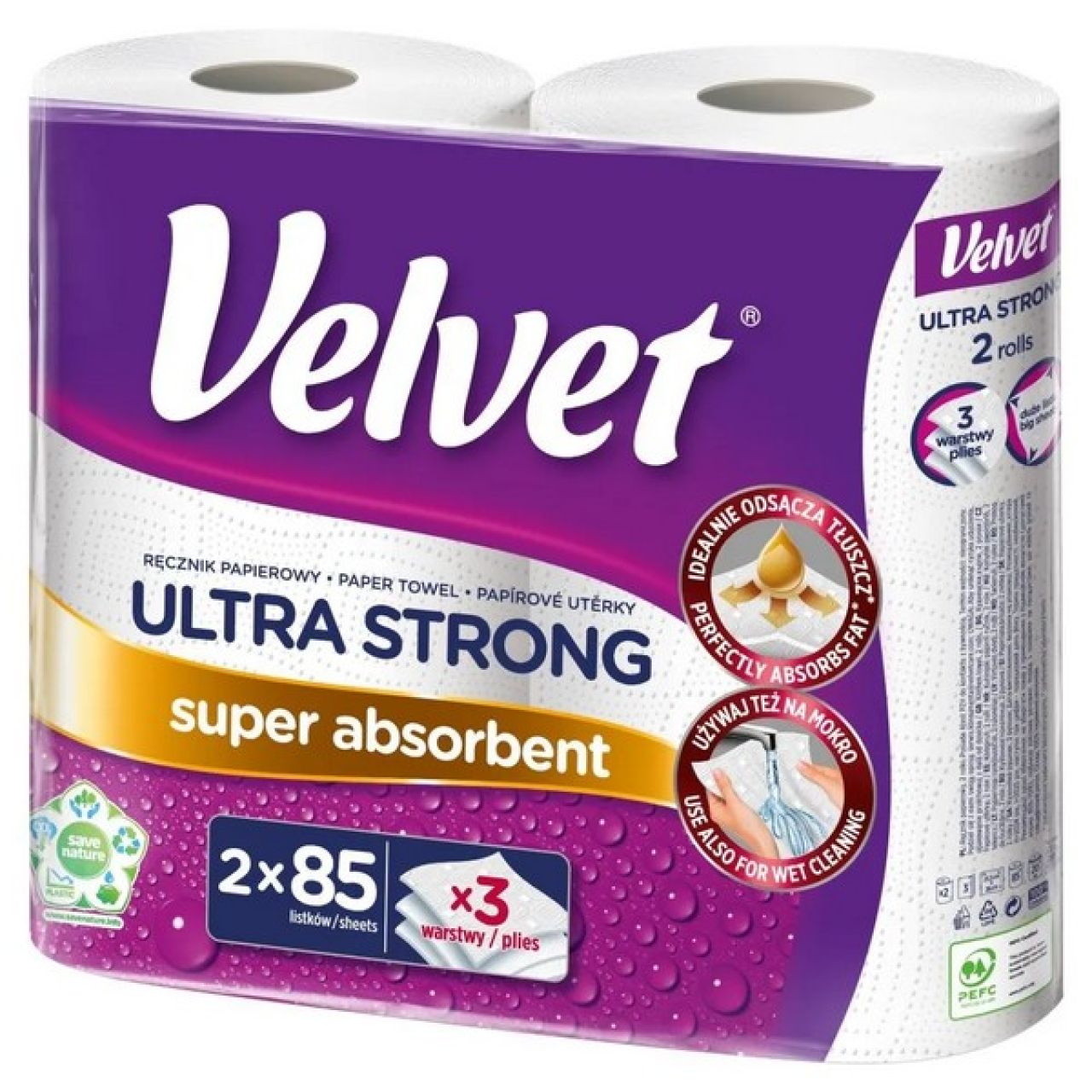 Ręcznik kuchenny VELVET Ultra Strong biały 2 rolki