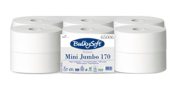 Papier toaletowy jumbo BulkySoft Premium, 2 warstwy, biały, celuloza, długość 170m 65006 /12/