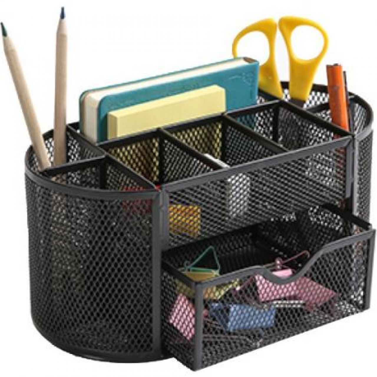 PRZYBORNIK NA BIURKO Q-CONNECT Z SZUFLADĄ METALOWY SIATKA CZARNY