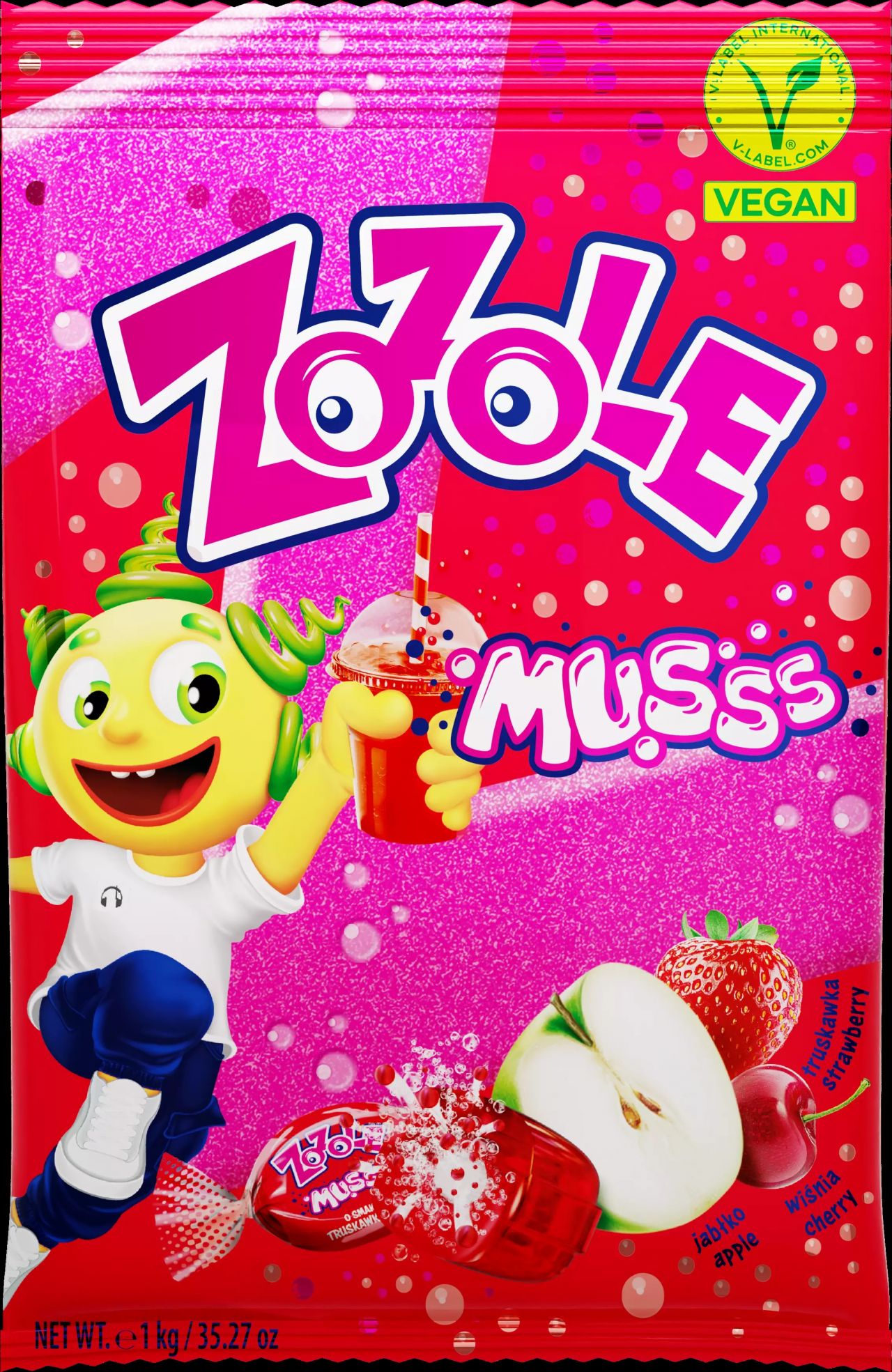 ZOZOLE CUKIERKI MUSUJĄCE jabłko-truskawka-wiśnia 1KG