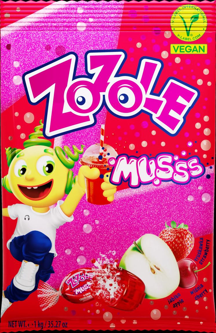 ZOZOLE CUKIERKI MUSUJĄCE jabłko-truskawka-wiśnia 1KG