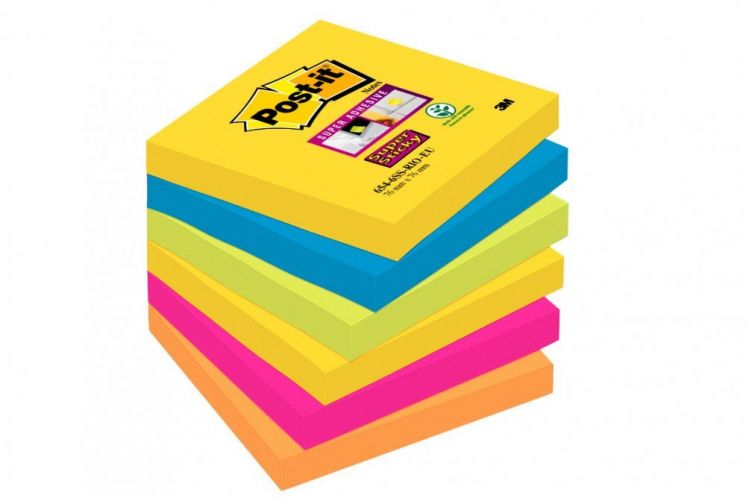 Bloczek samoprzylepny Post-it® Super Sticky 76x76 paleta Rio de Janeiro 6x90 karteczek