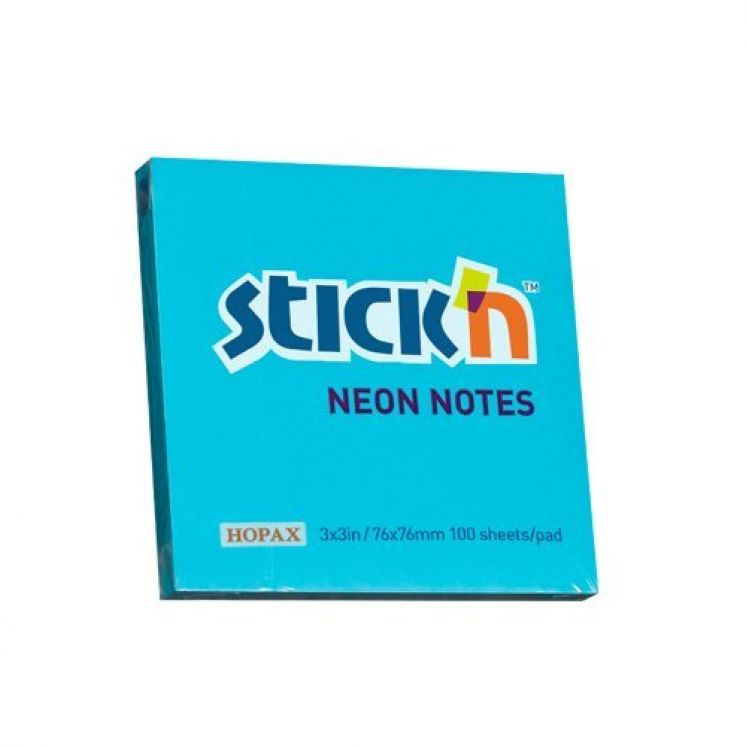 Notes Samoprzylepny 76mm x76mm  Niebieski Neonowy (12) 21209 Stick&#039;n