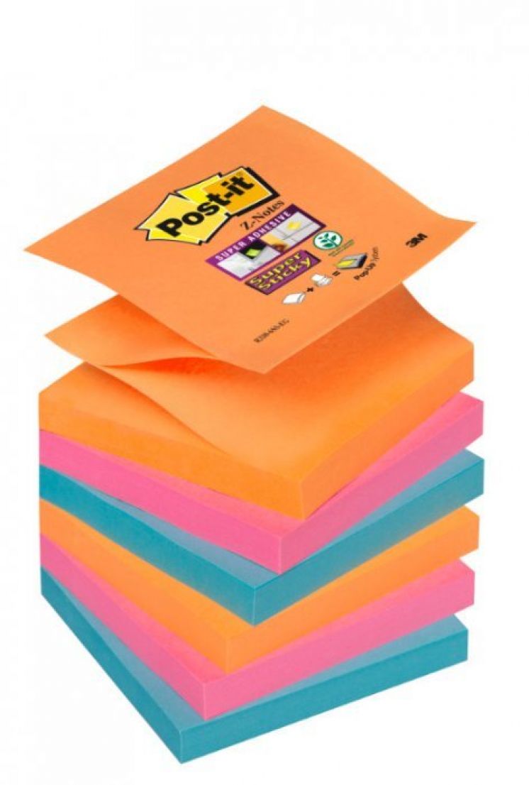Bloczek samoprzylepny Post-it® Super sticky Z-Notes 76x76 paleta bangkok 6x90 karteczek