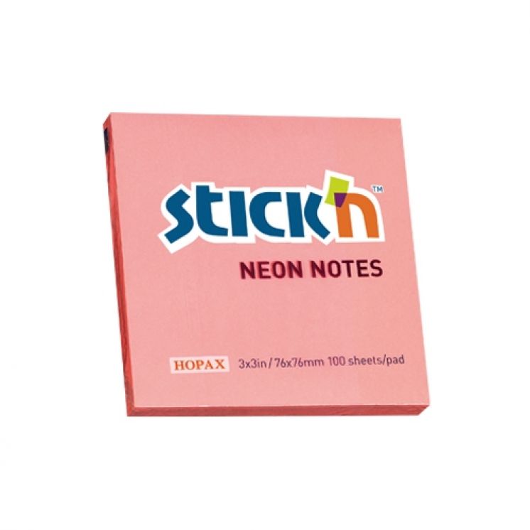Notes Samoprzylepny 76mm x76mm  Różowy Neonowy  21166 Stick&#039;n