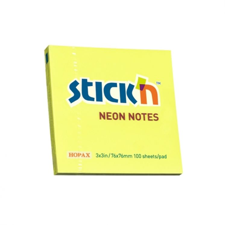 Notes Samoprzylepny 76mm x76mm  Żółty Neonowy  21133 Stick&#039;n
